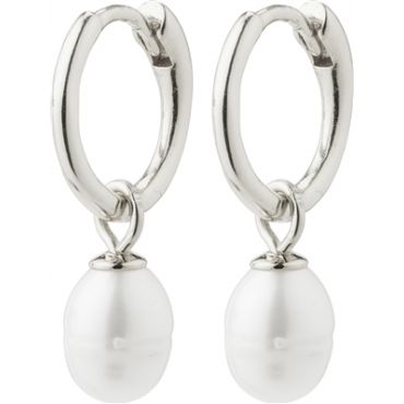 Pilgrim Silver Birthe Recycled Pearl Hoops - Silver
