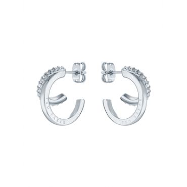 Ted Baker Silver Helias Crystal Double Hoop Earrings - Silver