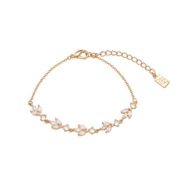 August Woods Gold Pearl Crystal Leaf Bracelet - Gold