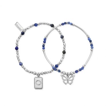 ChloBo New Beginnings Silver Butterfly Soladite Bracelets - 18cm
