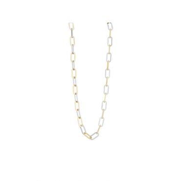 August Woods Silver Two-Tone Paperclip Necklace - 40cm