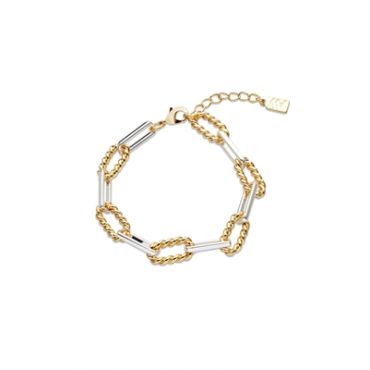 August Woods Silver Mixed Textured Chain Bracelet - 18cm