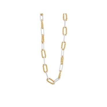 August Woods Silver Mixed Textured Chain Necklace - 40cm