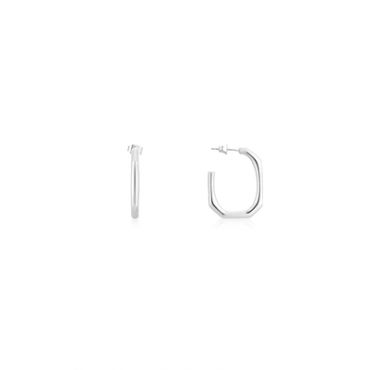 August Woods Silver Octagonal Hoop Earrings - 17.5cm