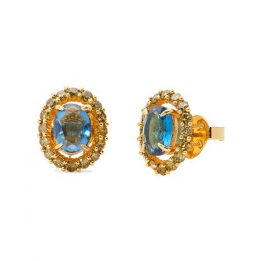Kate Spade New York Gold Green Blue Horizontal Oval Halo Stud - Gold