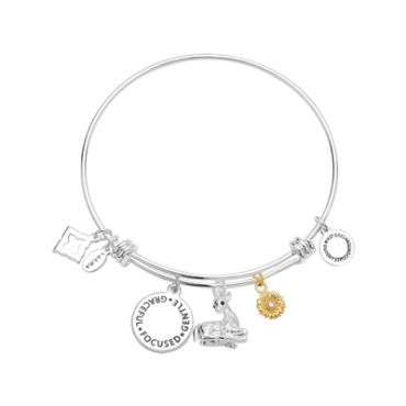 Karma Gold Plated Mix Deer Flower Bangle - Silver