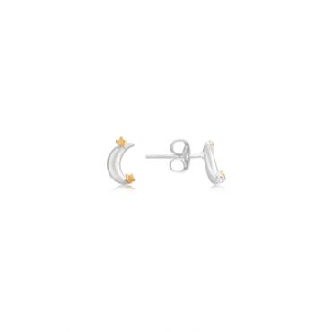 Karma Gold Plated Mix Moon Stars Studs - Silver