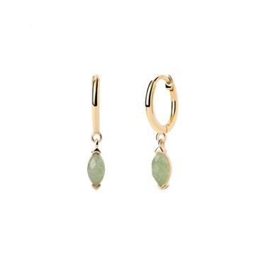 PDPAOLA Green Aventurine Nomad Hoops - Gold
