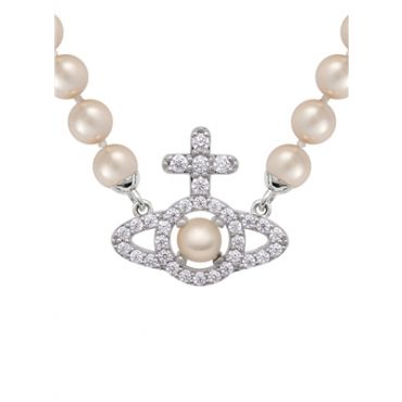 Vivienne Westwood Olympia Pearl Strand Silver Tone Necklace - Silver