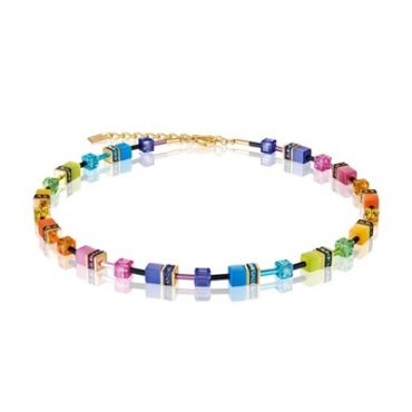Coeur De Lion Gold Tone Rainbow Cubes Necklace