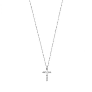 Over & Over Silver Mens Detailed Cross Necklace - Silver