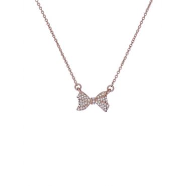 Ted Baker Barsie Rose Gold Crystal Baker Bow Necklace - 49cm
