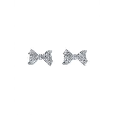 Ted Baker Barseta Silver Crystal Baker Bow Stud Earrings - Silver