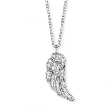 Angel Whisperer Crystal Wing Pendant Necklace - Silver