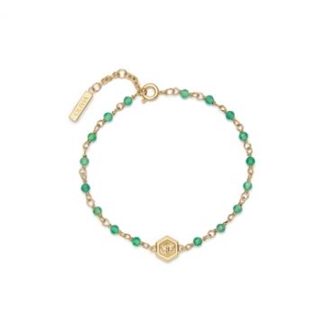 Olivia Burton Beaded Charm Green Agate Bracelet