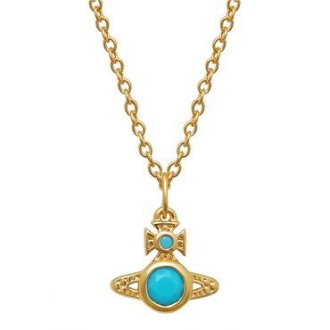 Vivienne Westwood Gold Turqouise Crystal London Orb Necklace - Gold
