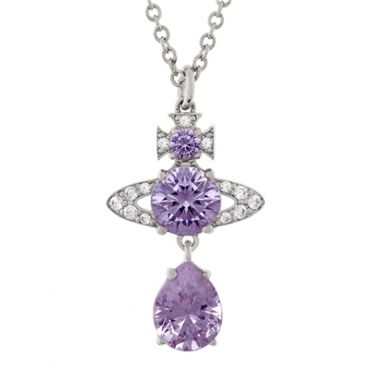 Vivienne Westwood Silver Lavender Ismene Drop Necklace - 44cm