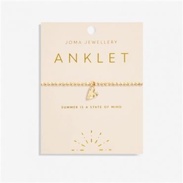 Joma Gold Hammered Heart Anklet - Gold