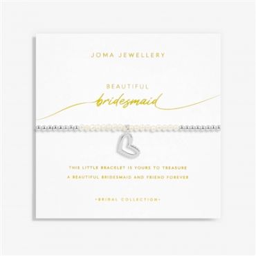 Joma Pearl Bridesmaid Heart Bracelet - Silver
