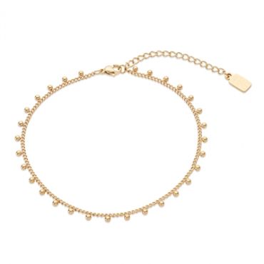 Over & Over Gold Stainless Steel Ball Chain Anklet - 23cm