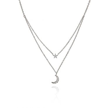 Seek + Find Shine Interstellar Silver Layered Necklace - Silver