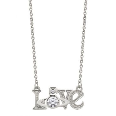 Vivienne Westwood Sterling Silver Crystal Erica Love Statement Necklace - 44cm