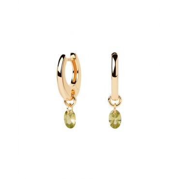 PDPAOLA Gold Green Lily Drop Hoop Earrings - Gold