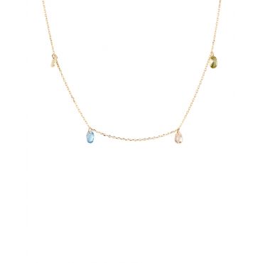 PDPAOLA Gold Bloom Crystal Drop Necklace - Gold