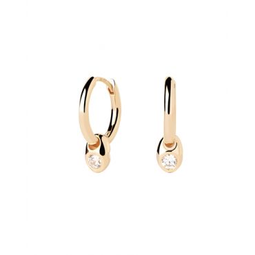 PDPAOLA Gold Delta Crystal Dangle Hoops - Gold