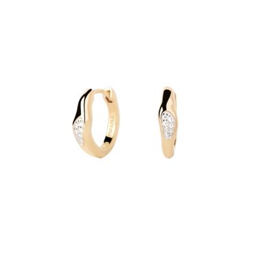 PDPAOLA Gold Onda Crystal Hoops - Gold