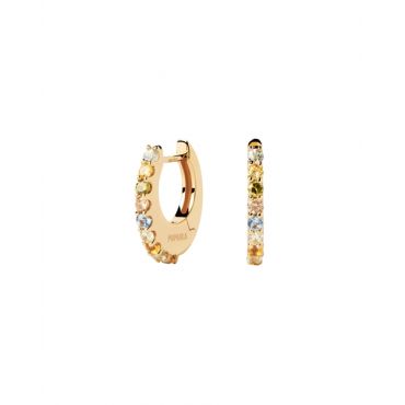 PDPAOLA Gold Vivi Coloured Crystal Hoops - Gold