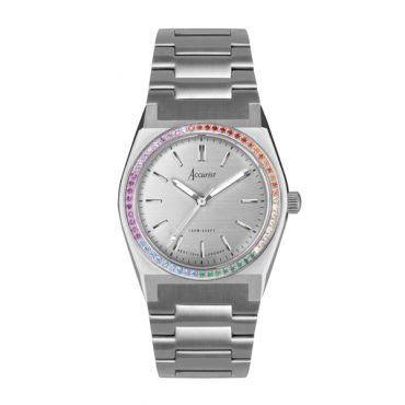 Accurist Women's Origin Rainbow Stone Set Silver Watch - Silver