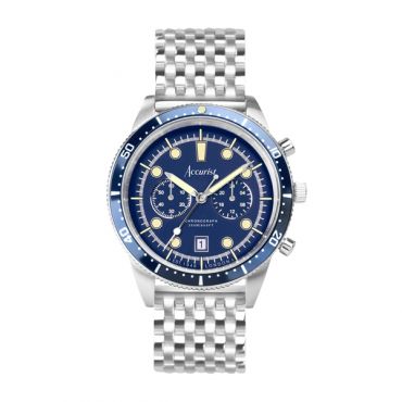Accurist Men's Dive Chronograph Windermere Blue Dial Watch - Silver