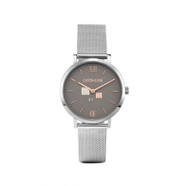Coeur De Lion Silver With Rose Gold Cubes Round Watch - Silver
