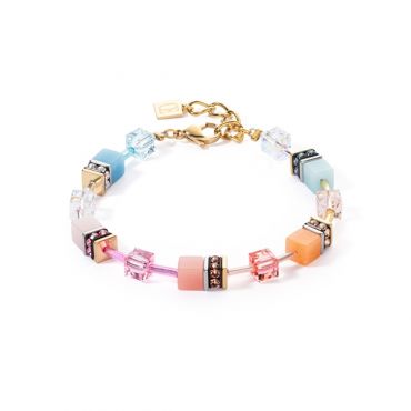 Coeur De Lion Gold Aqua Apricot Cubes Bracelet - Gold