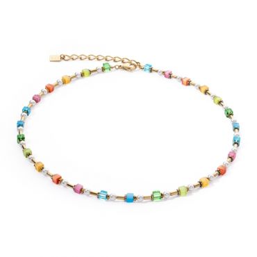 Coeur De Lion Gold Multicolour Pearl Petite Cubes Necklace - Gold