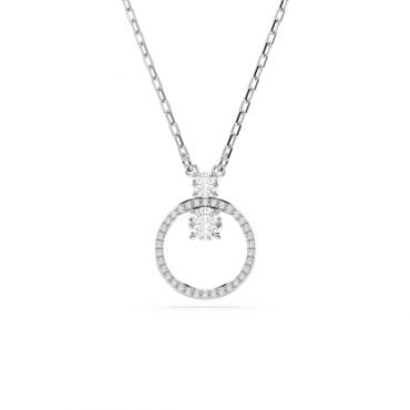Swarovski Constella Rhodium Plated Round Crystal Circular Pendant Necklace