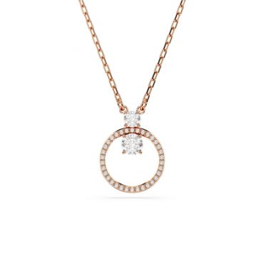 Swarovski Constella Rose-Gold Round Crystal Circular Pendant Necklace