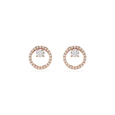Swarovski Constella Rose-Gold Round Crystal Stud Earrings
