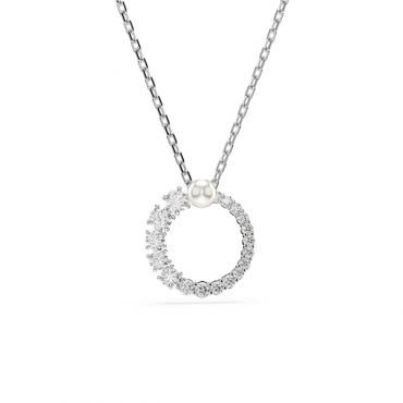 Swarovski Matrix Rhodium Plated Crystal Pearl Circle Necklace