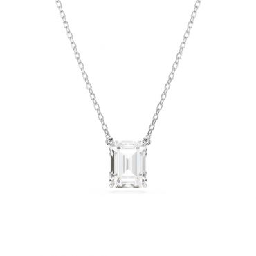 Swarovski Stilla Rhodium Plated Octagon Cut Crystal Pendant