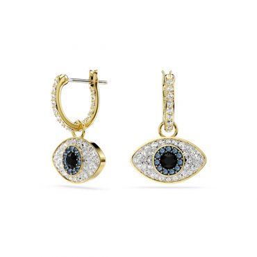 Swarovski Symbolica Gold Blue Crystal Evil Eye Drop Earrings