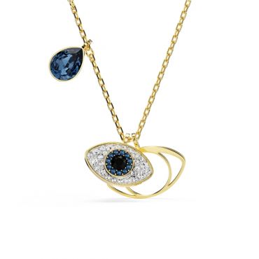 Swarovski Symbolica Gold Blue Crystal Evil Eye Pendant Necklace
