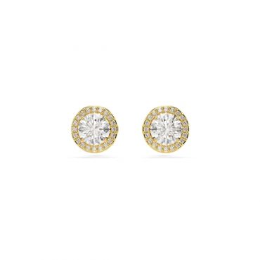 Swarovski Una Gold Round Cut Stud Earrings