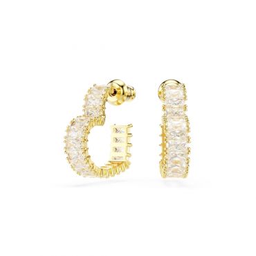 Swarovski Matrix Gold Heart Shape Baguette Crystal Hoop Earrings
