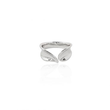 Seek + Find Grow Leaf Adjustable Silver Ring