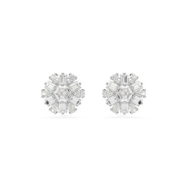 Swarovski Idyllia Rhodium Plated Mixed Cuts Snowflake Stud Earrings