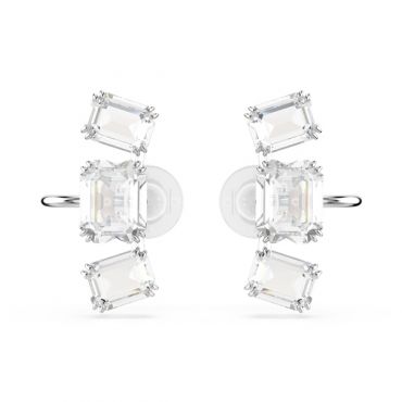 Swarovski Millenia Rhodium Plated Octagonal Cut Clip On Earrings