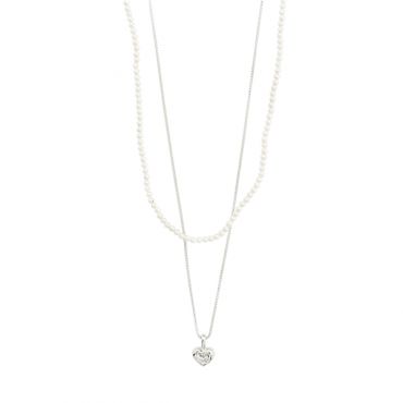 Pilgrim Silver Arlet Pearl and Heart 2 in 1 Necklace - Silver