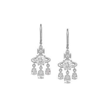 Vivienne Westwood Silver Joaquina Crystal Orb Three Drop Earrings - Silver
